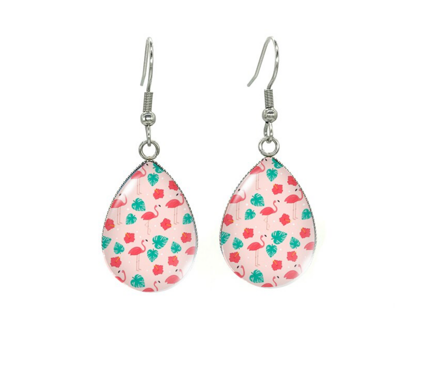 Silvertone Patterned Teardrop Drop Earrings