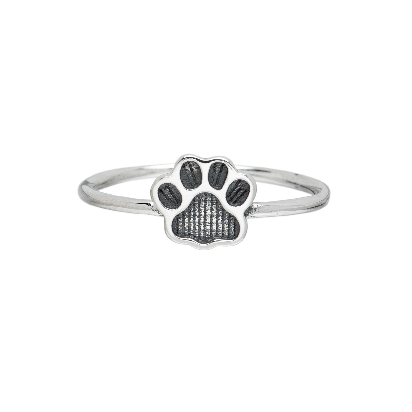 Sterling Silver Stamped Paw Print Ring