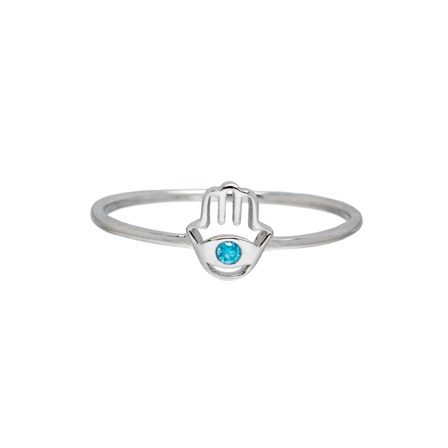 Aqua Cubic Zirconia & Sterling Silver Hand Of God Ring