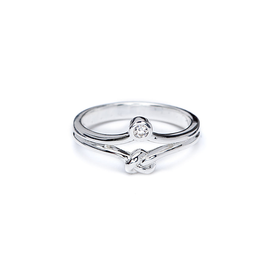 Crystal & Sterling Silver Double-Knot Ring