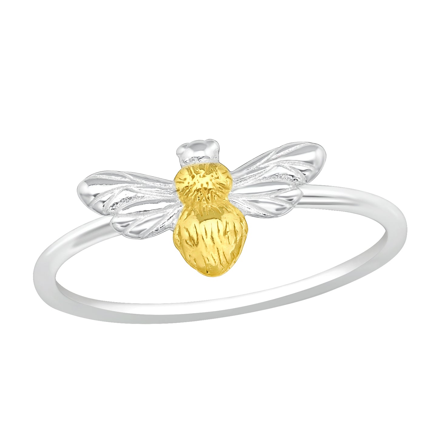 Two-Tone Sterling Silver 24k Gold-Plated Bee Ring