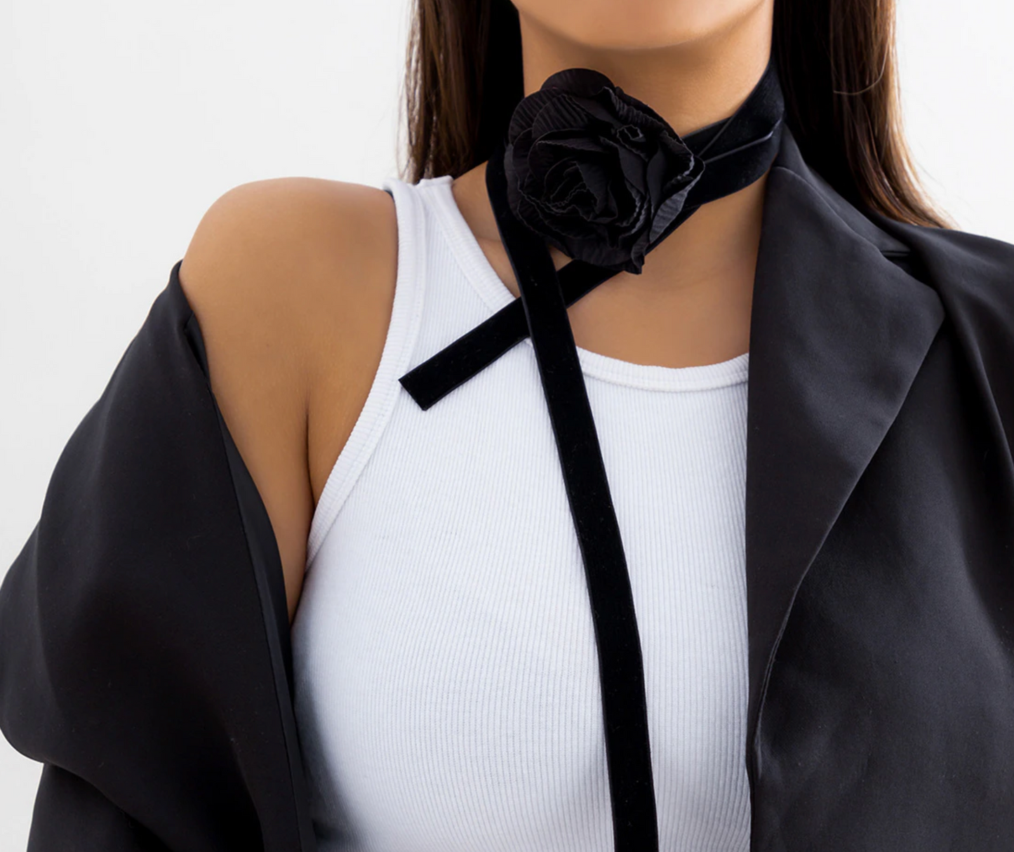 Black Velvet Rose Choker Necklace