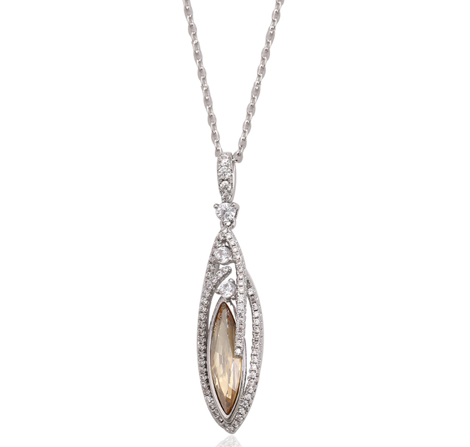 Marquis Cat Eye Pave Crystal Pendant Necklace