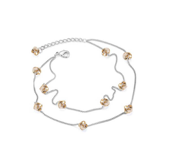 Bicone Crystal Dual Strand Anklet