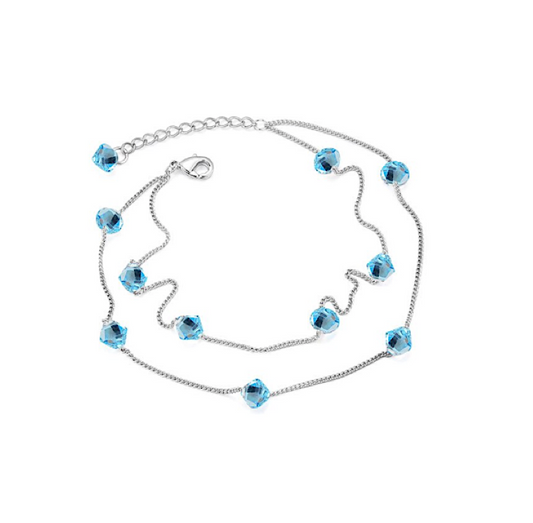Bicone Crystal Dual Strand Anklet