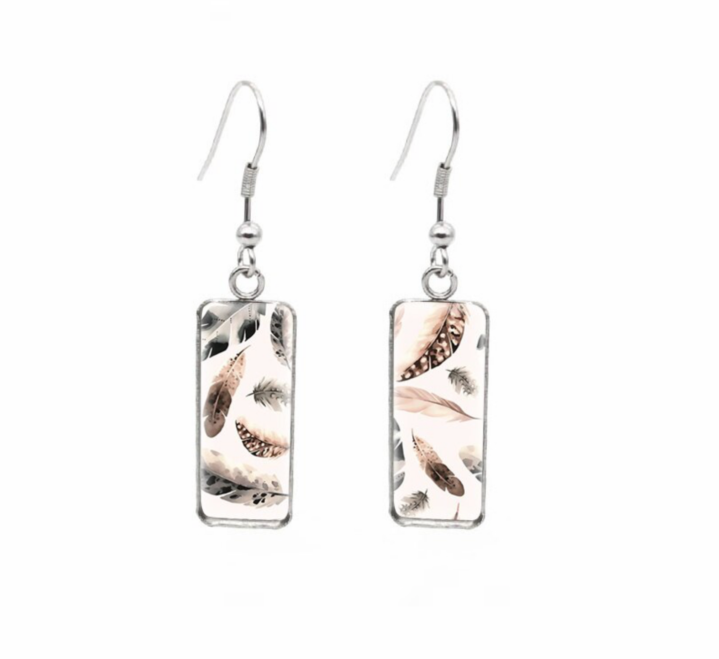 Patterned Rectangular Drop Earrings