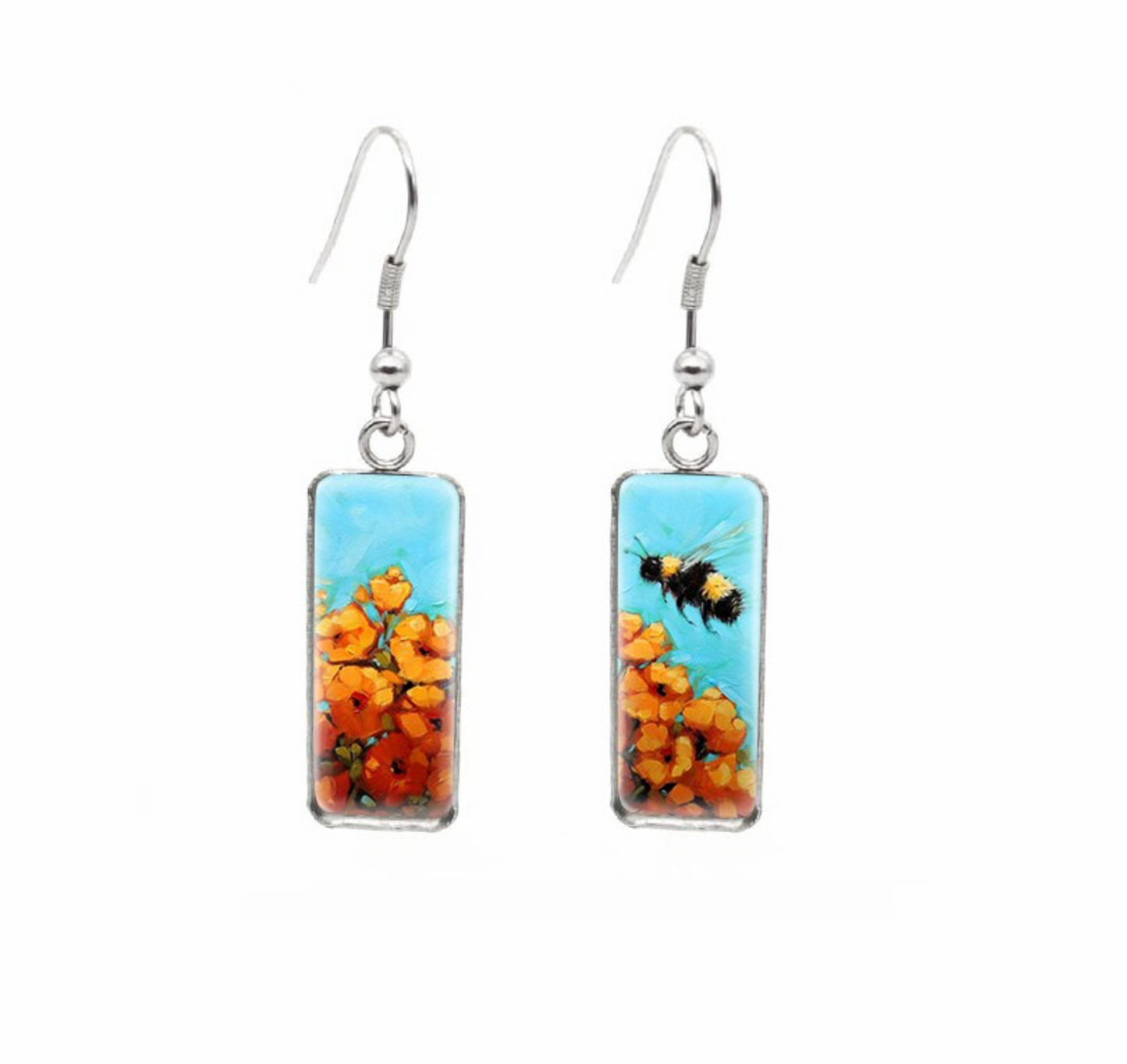 Animal Motif Rectangular Drop Earrings