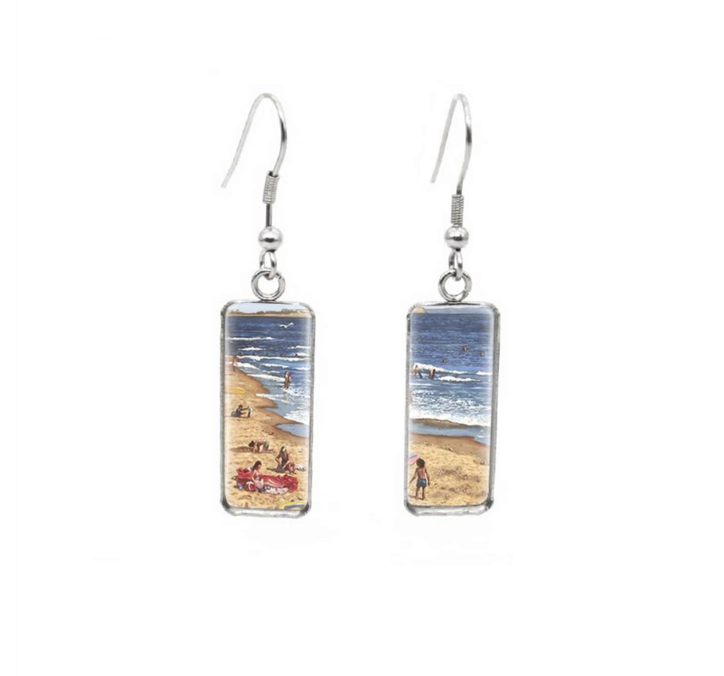 Beach Themed Rectangular Drop Earrings