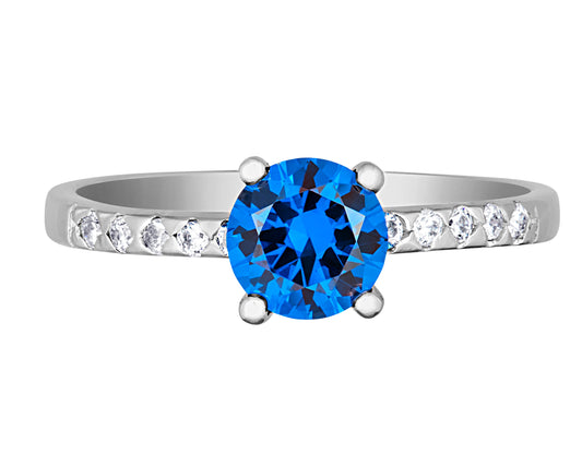 Sterling Silver Blue Cubic Zirconia Ring