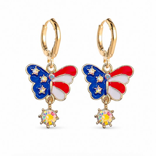 Flag Butterfly Huggie