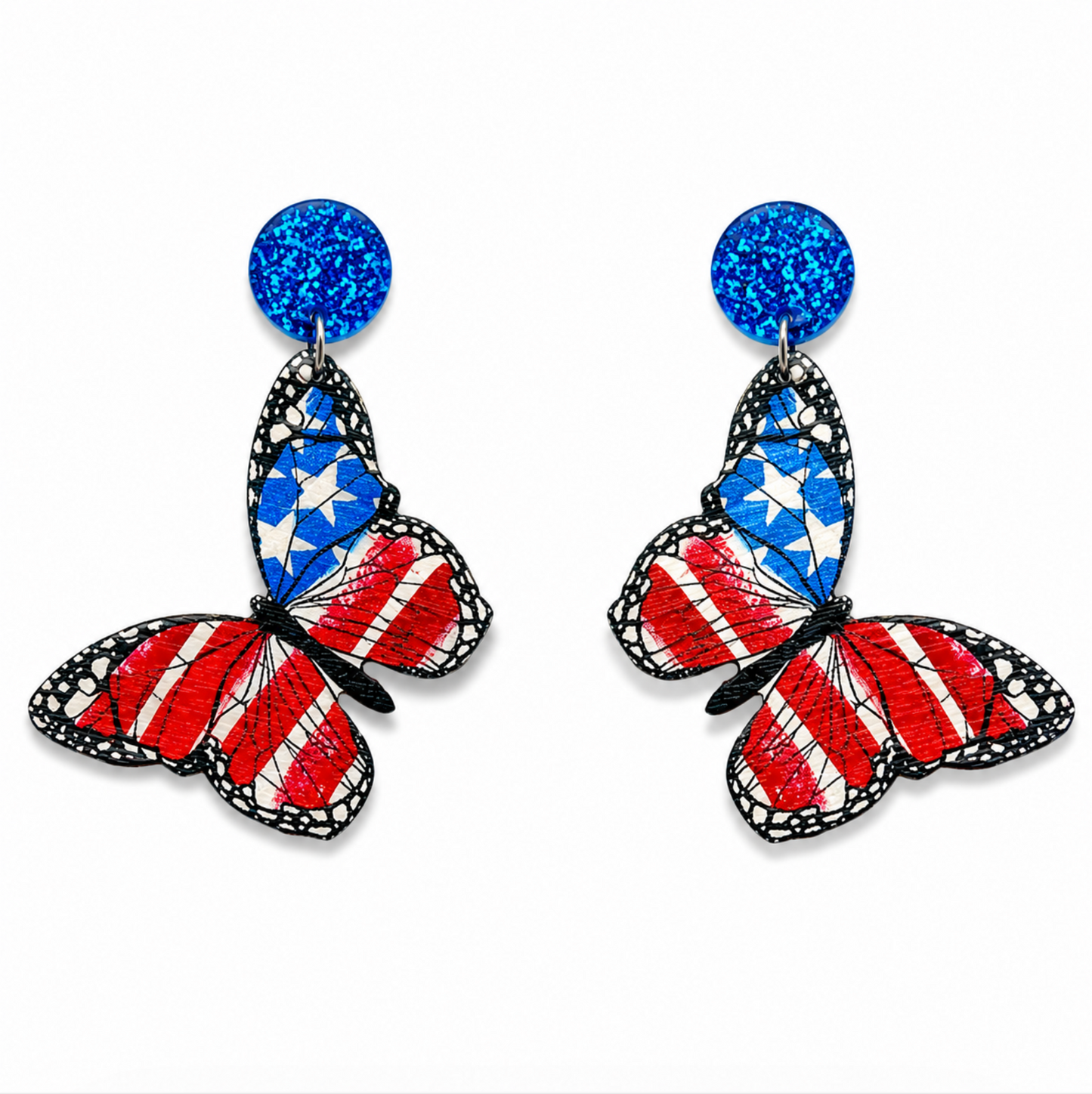 Wood butterfly flag earrings