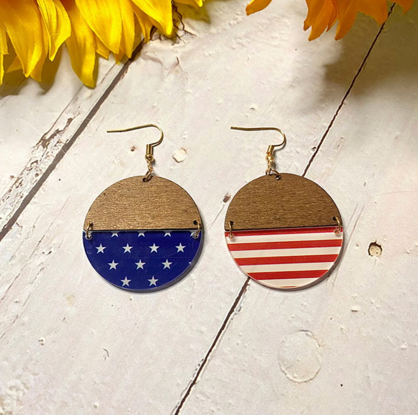 Wood Flag Earrings