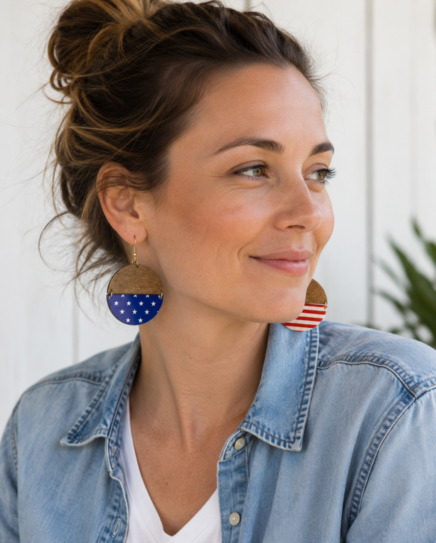 Wood Flag Earrings