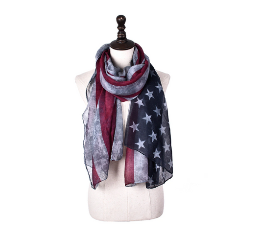 Vintage Flag Scarf In Jean Blue