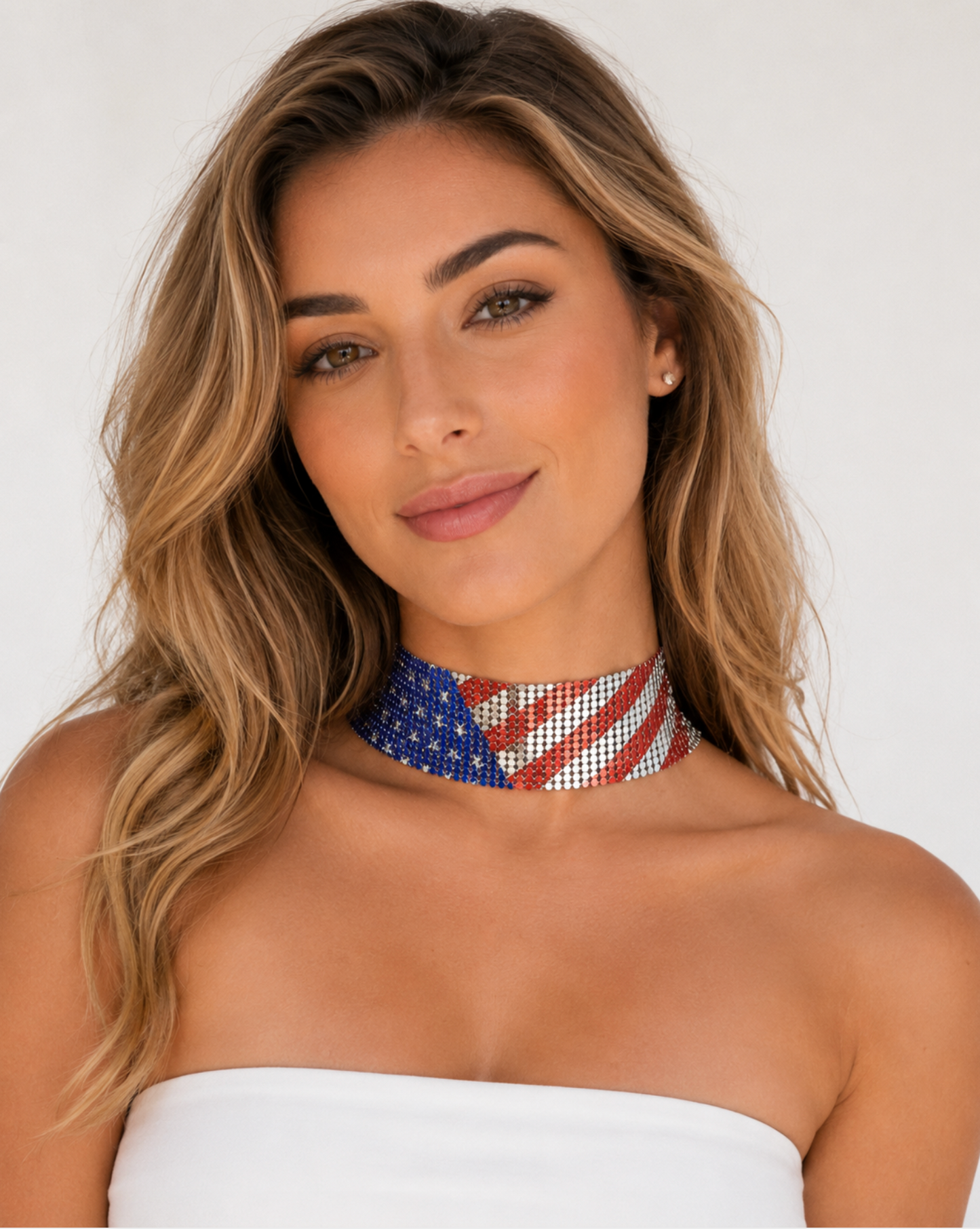 American Flag Crystal Choker Necklace