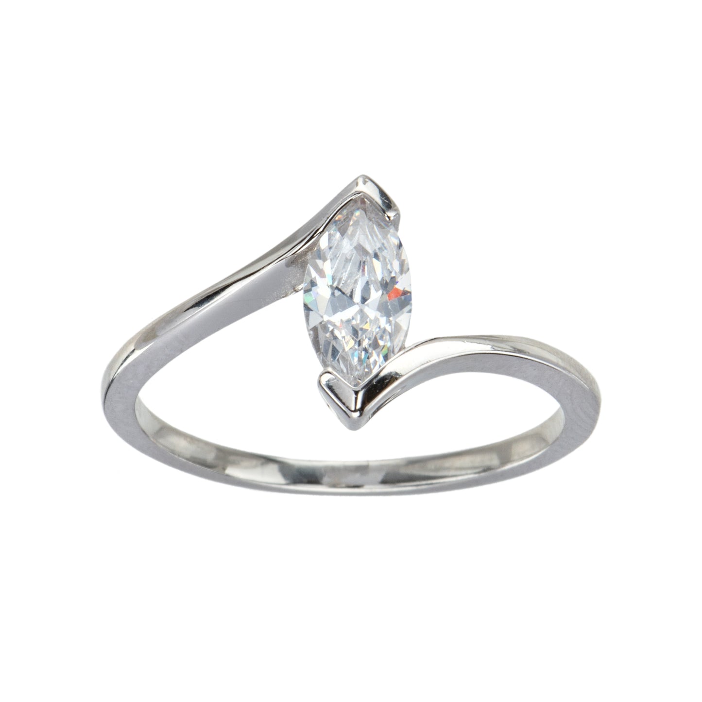 Cubic Zirconia & Sterling Silver Marquise-Cut Ring