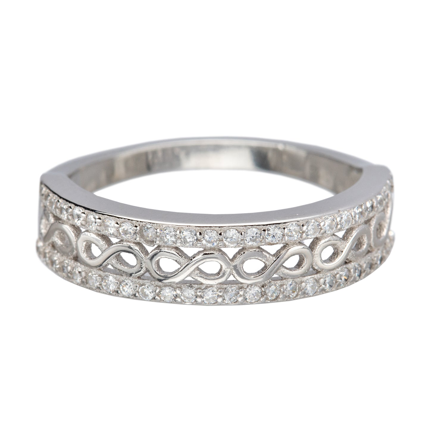 Cubic Zirconia & Sterling Silver Infinity Band