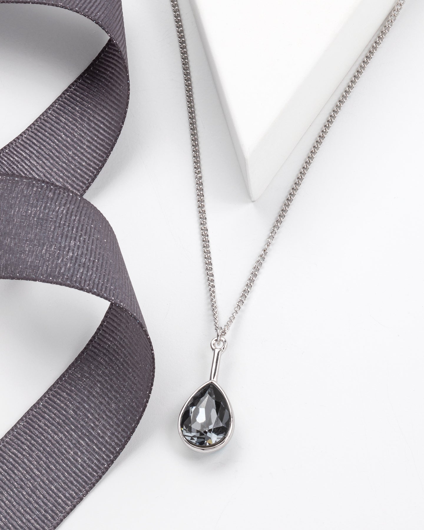 Crystal Teardrop Pendant Necklace