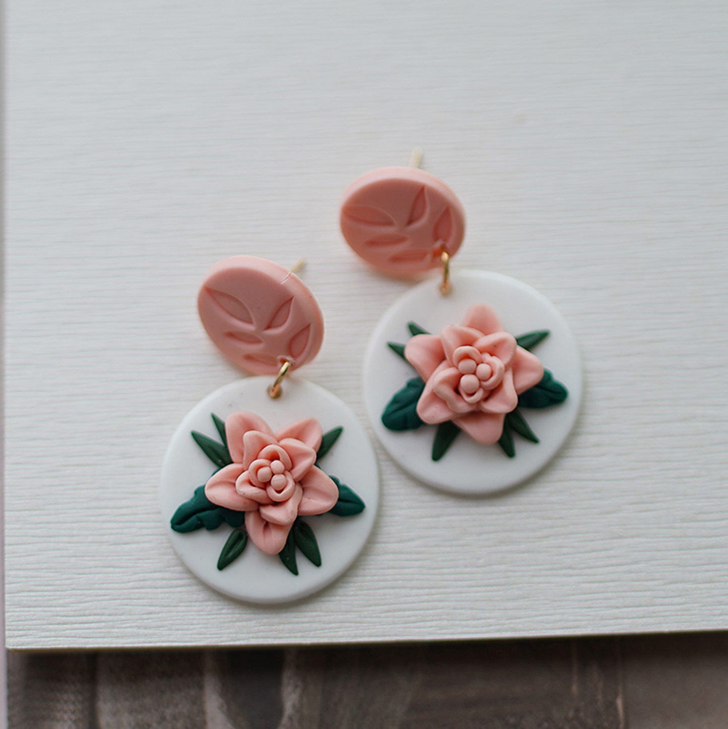 Floral Dual Circular Clay Drop Earrings