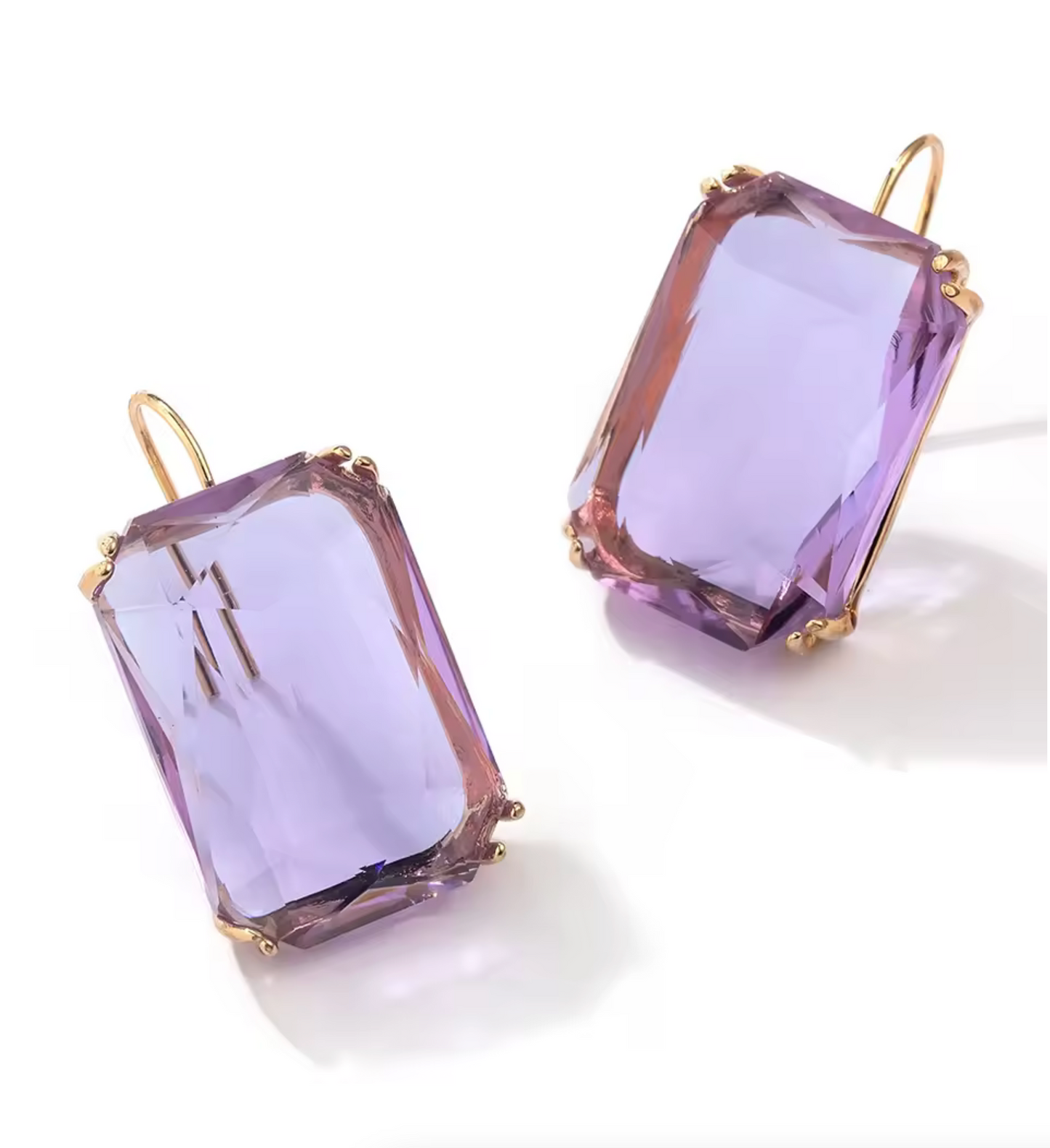 Goldtone & Colored Transparent Rectangular Earrings