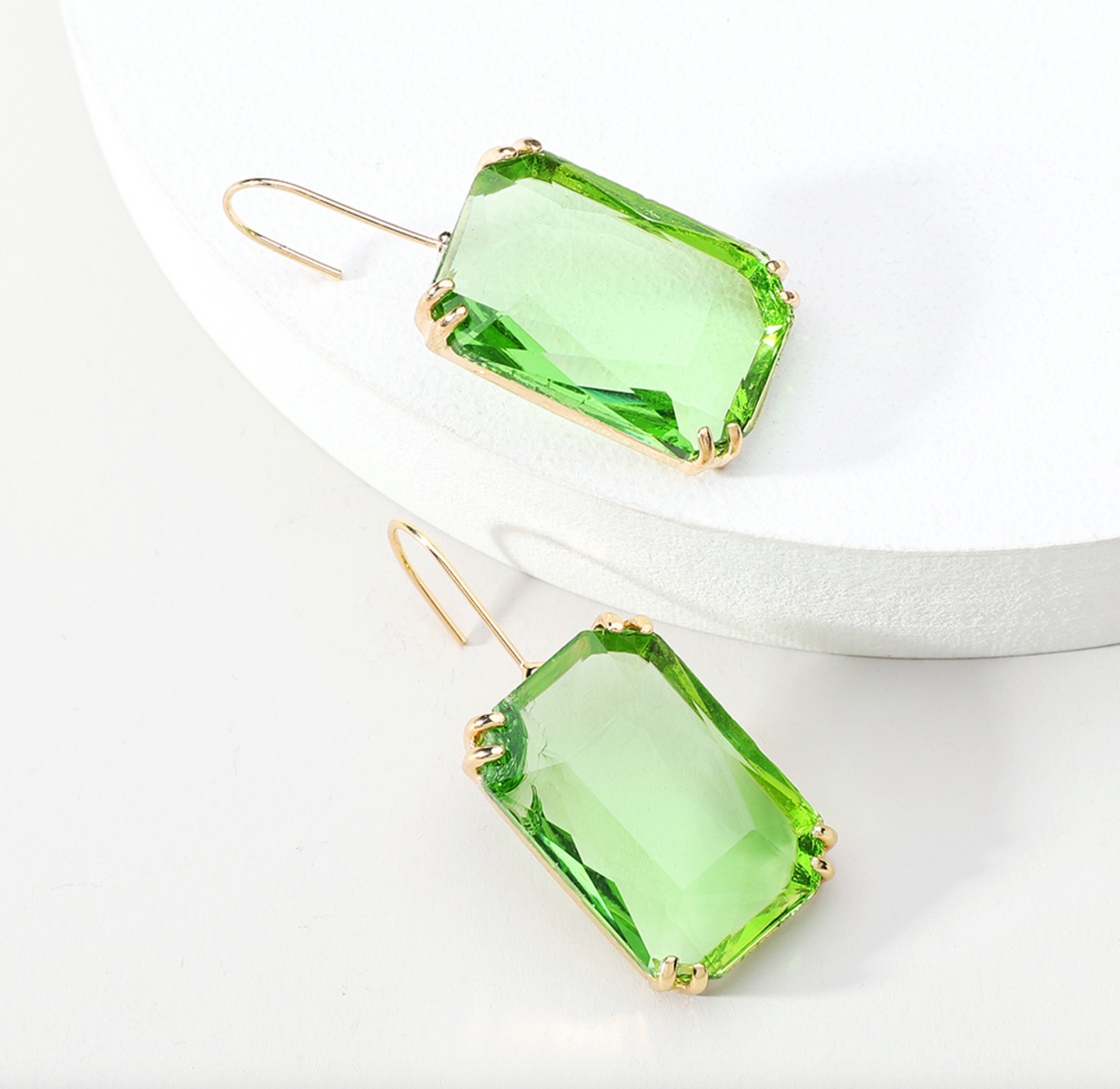 Goldtone & Colored Transparent Rectangular Earrings