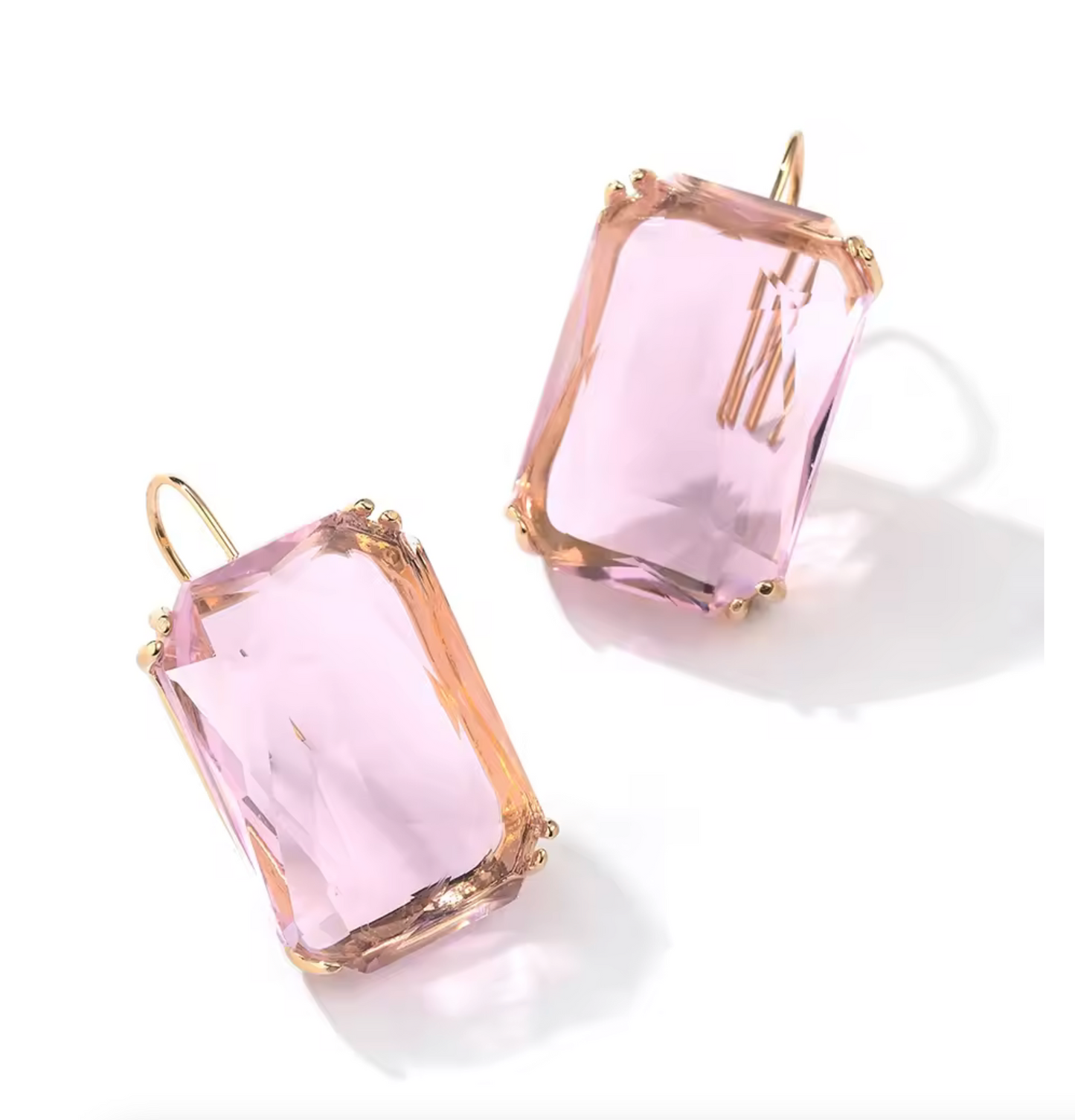 Goldtone & Colored Transparent Rectangular Earrings