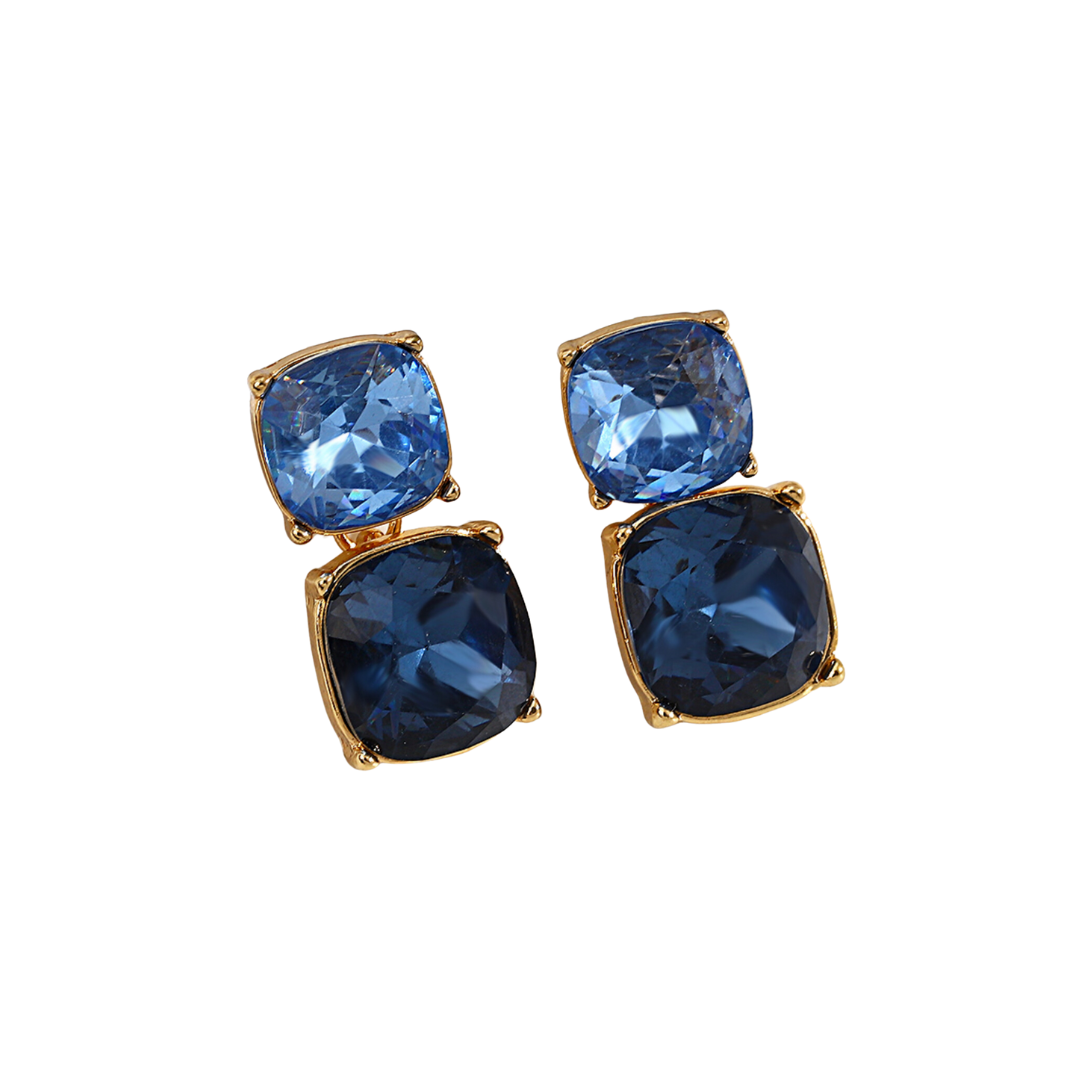 Goldtone & Blue Ombre Crystal Earrings