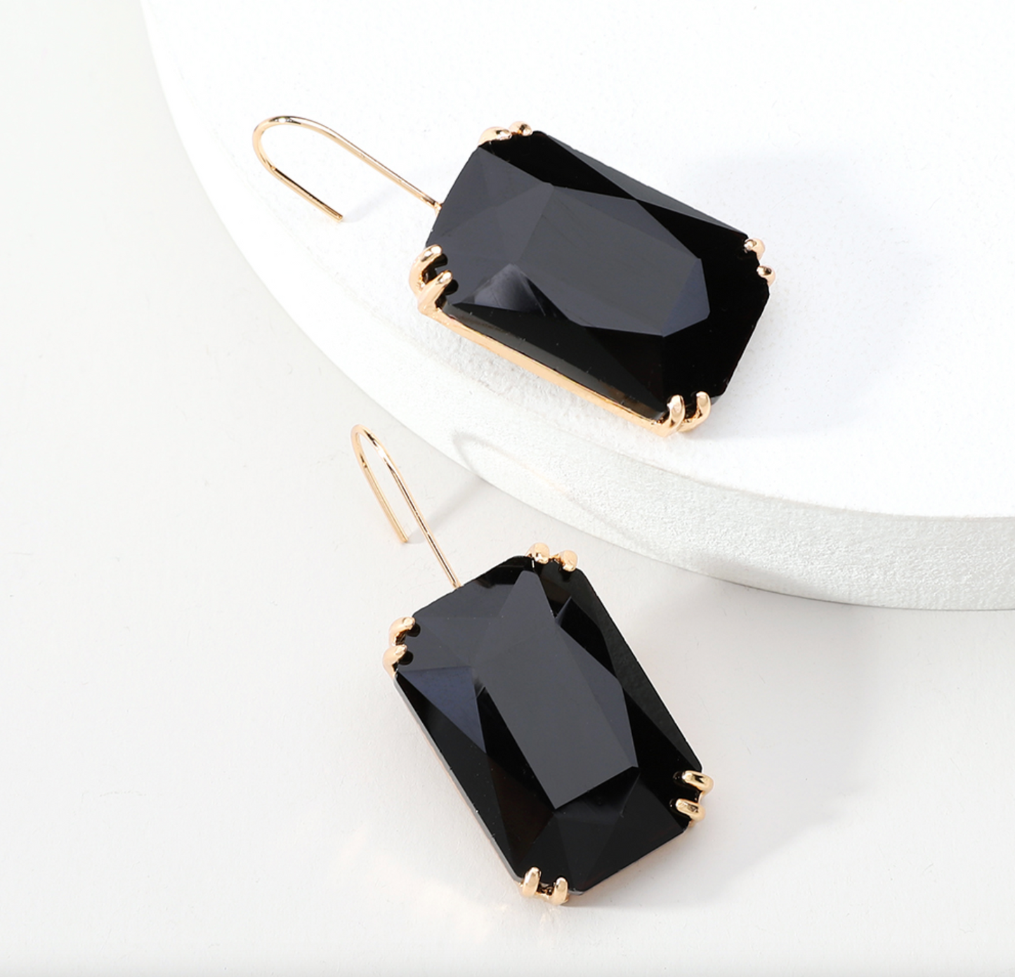 Goldtone & Colored Transparent Rectangular Earrings