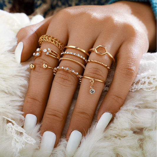 Crystal Goldtone Stackable Ring Set