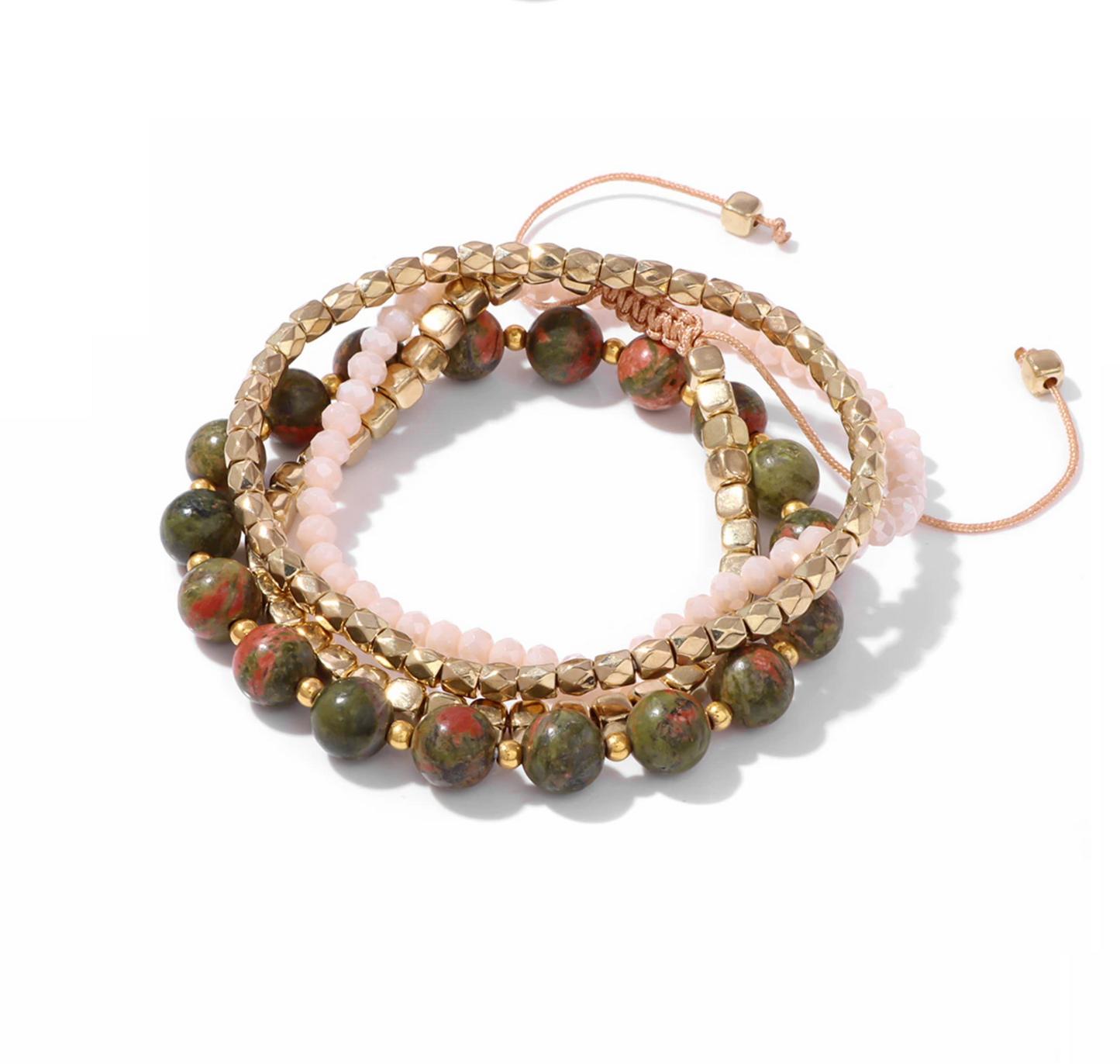 Goldtone Stackable Gemstone Bracelets