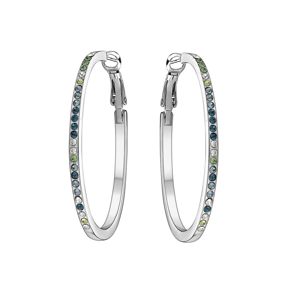 Crystal Pave Mixed Colour Hoop Earrings