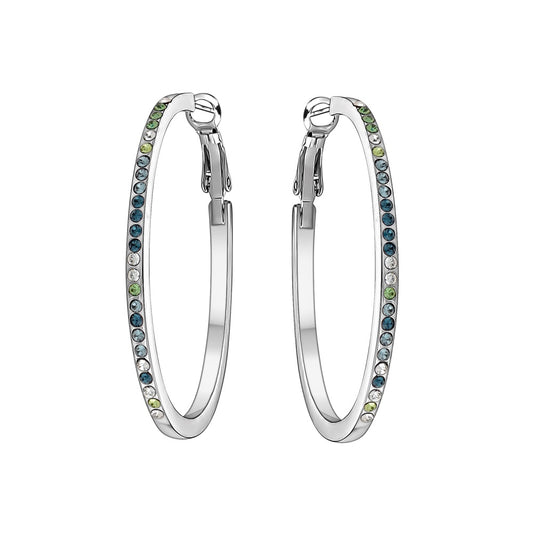 Crystal Pave Mixed Colour Hoop Earrings