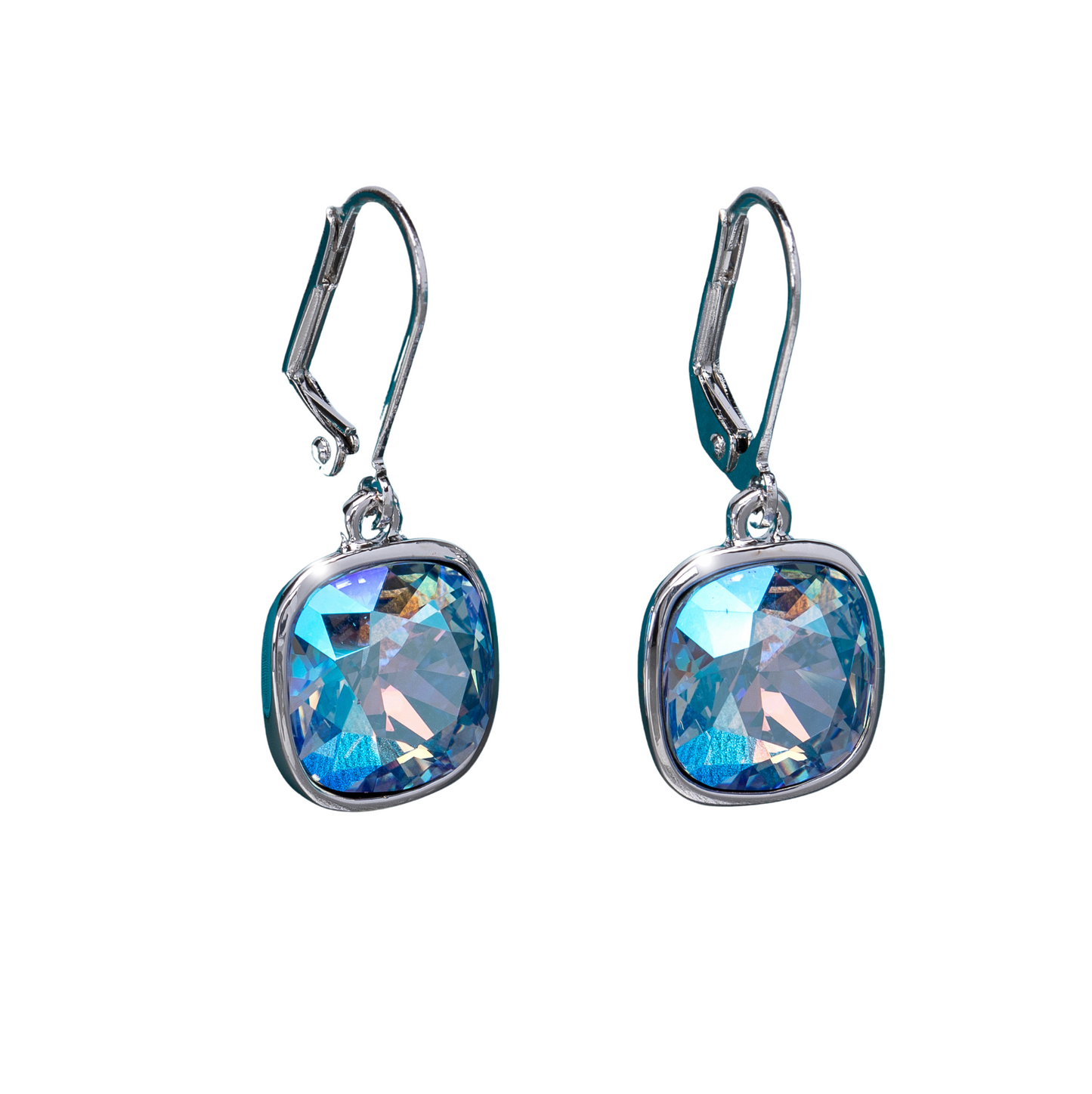 Cushion Cut Drop Earrings with Swarovski Crystals