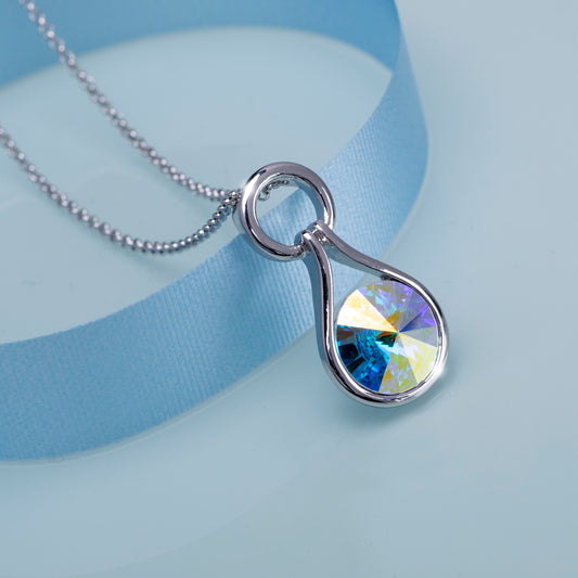 Aurora Borealis Swarovski Crystal Rivoli Pendant Necklace