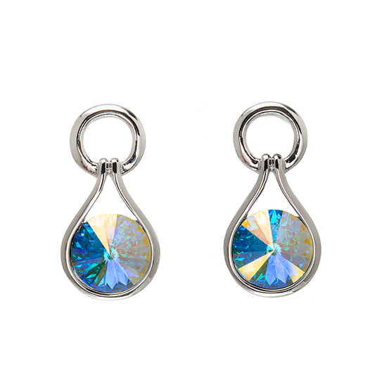 Aurora Borealis Swarovski Crystal Rivoli Circular Earrings