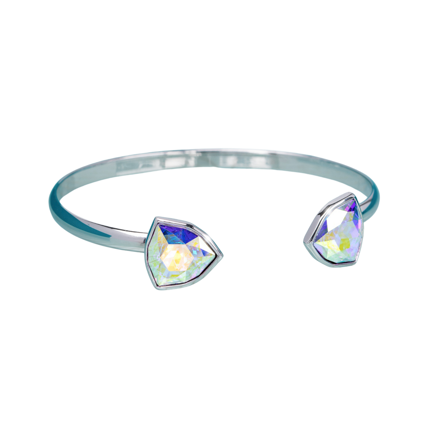 Aurora Borealis Geometric Swarovski Crystal Bangle Bracelet