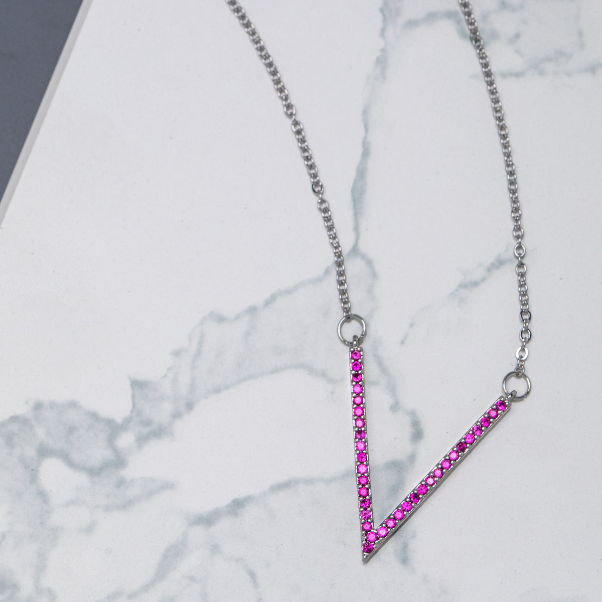 Crystal Chevron Pendant Necklace