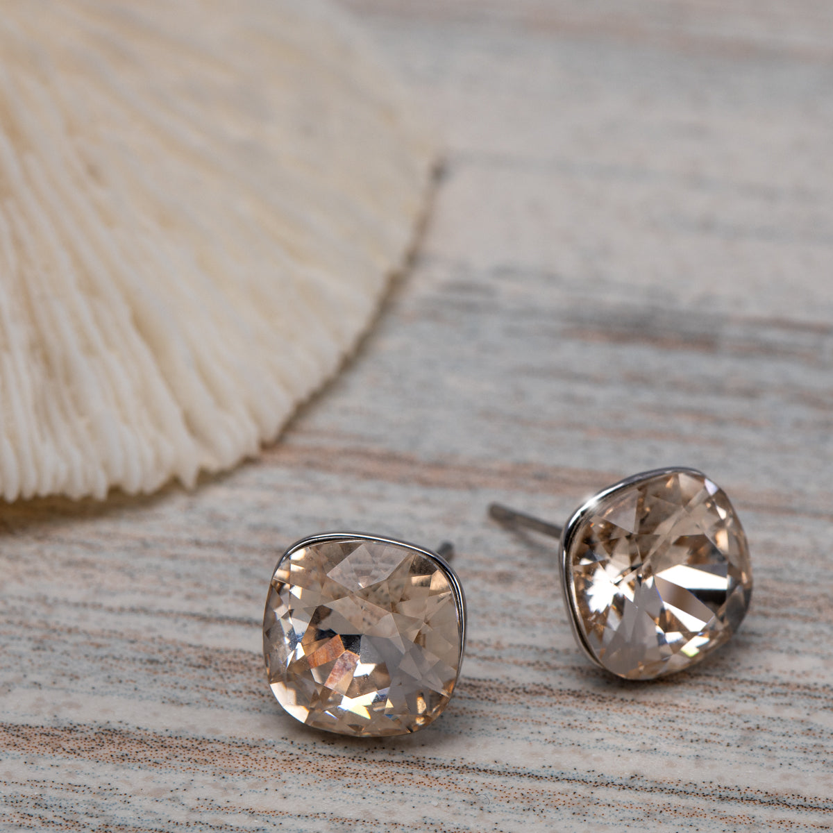 Cushion Cut Crystal Stud Earrings