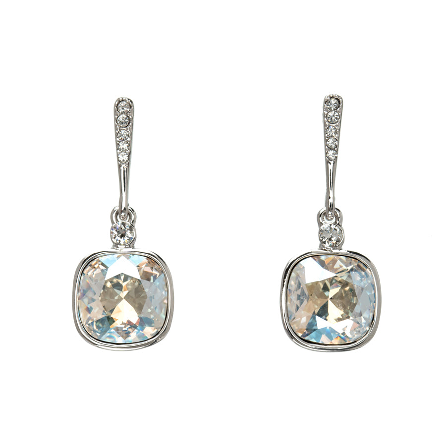 Cushion Cut Crystal & Pave Bar Drop Earrings