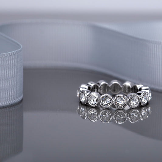 Austrian Crystal & Silvertone Halo Ring