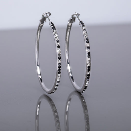 Crystal Pave Mixed Colour Hoop Earrings