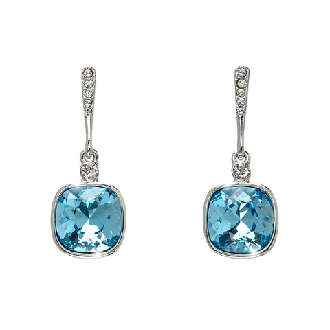 Cushion Cut Crystal & Pave Bar Drop Earrings