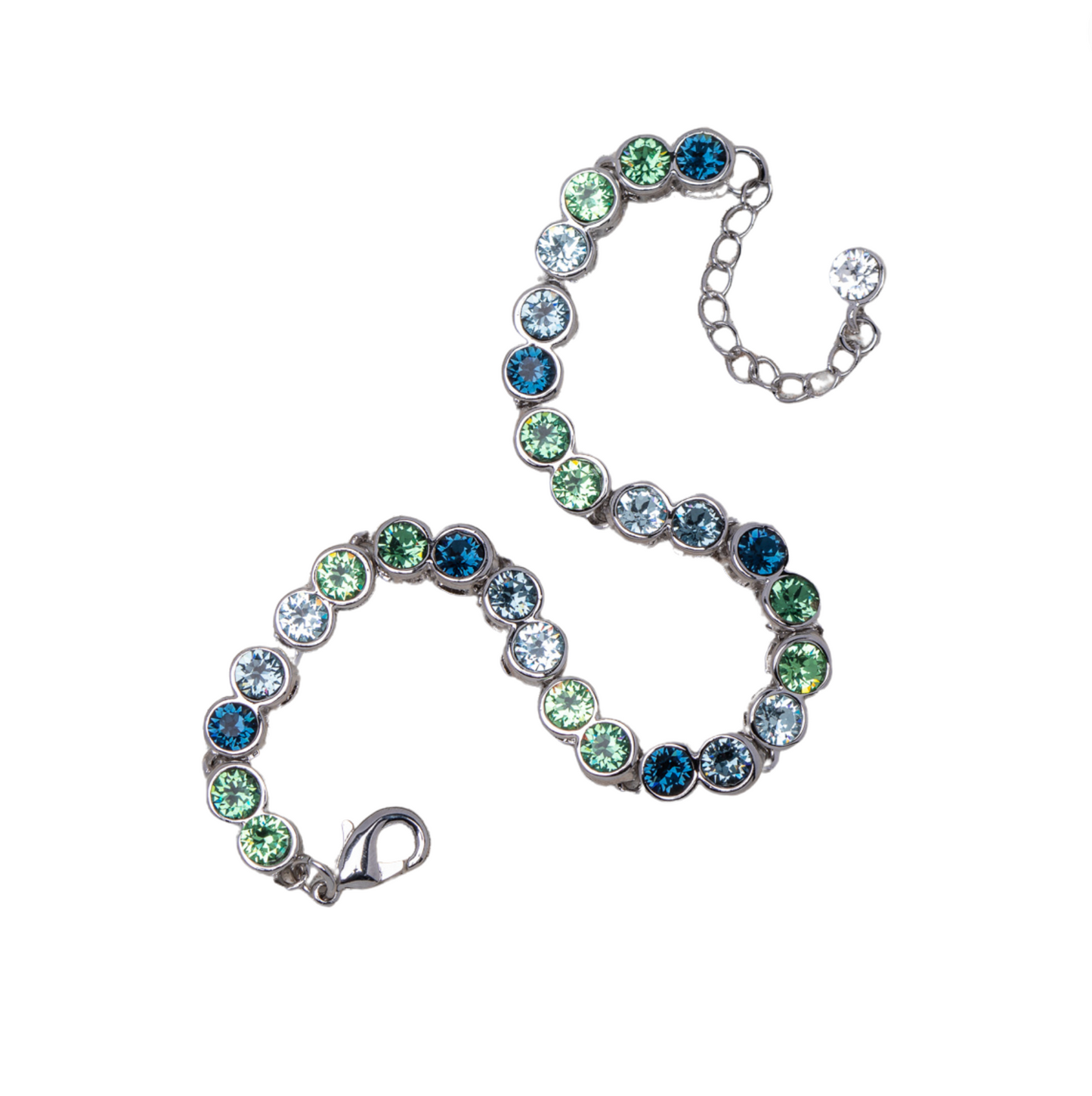 Blue Green Swarovski Crystal Tennis Bracelet