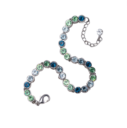 Blue Green Swarovski Crystal Tennis Bracelet