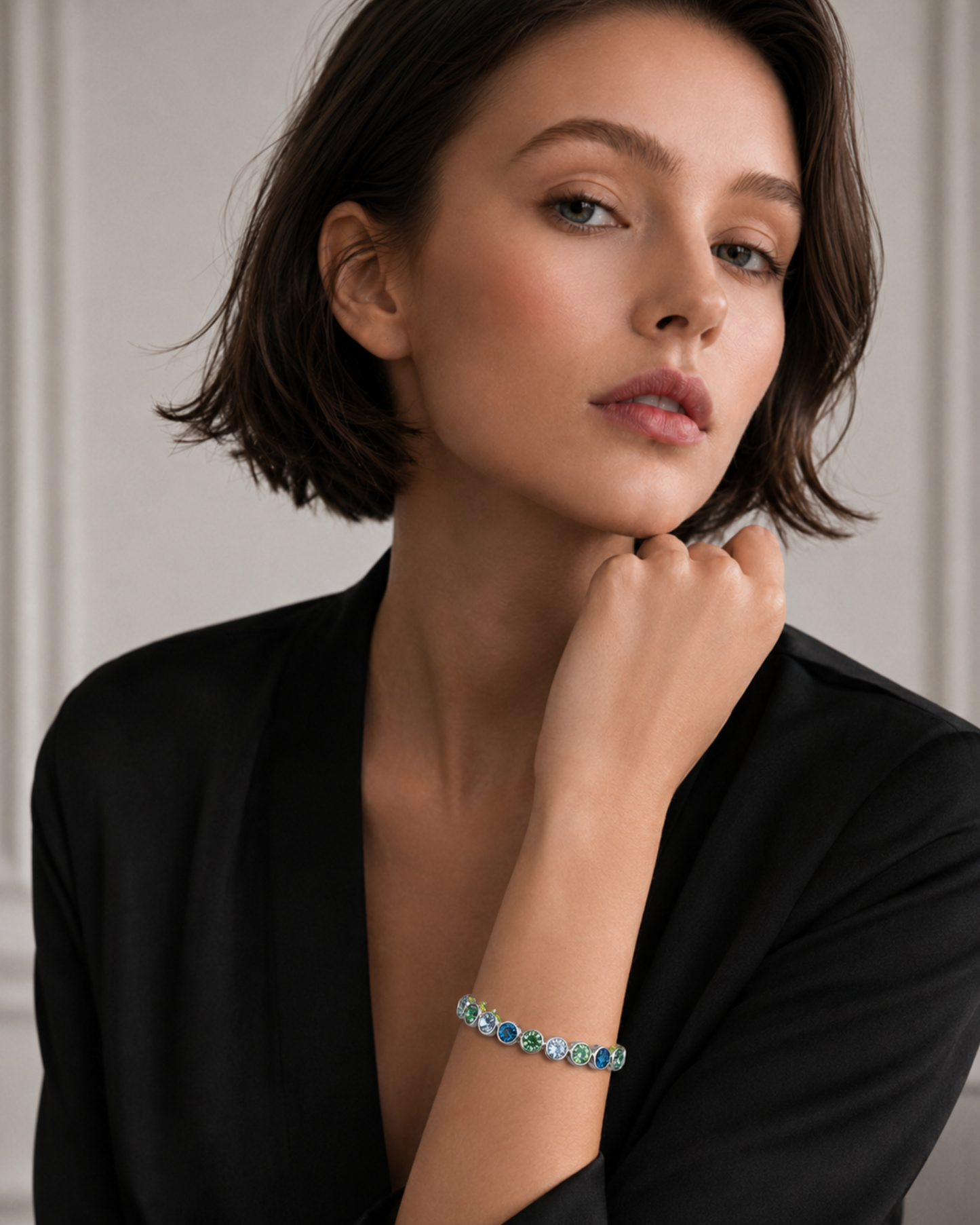 Bezel Set Timeless Crystal Bracelet with Swarovski Crystals