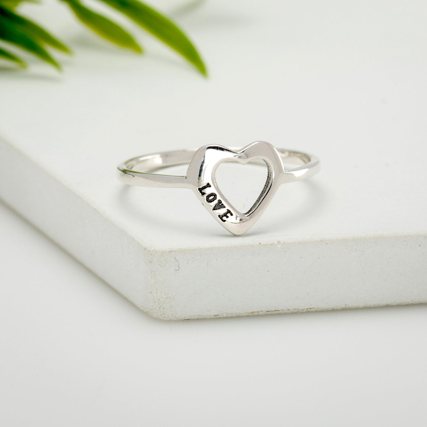 Sterling Silver 'Love' Heart Ring