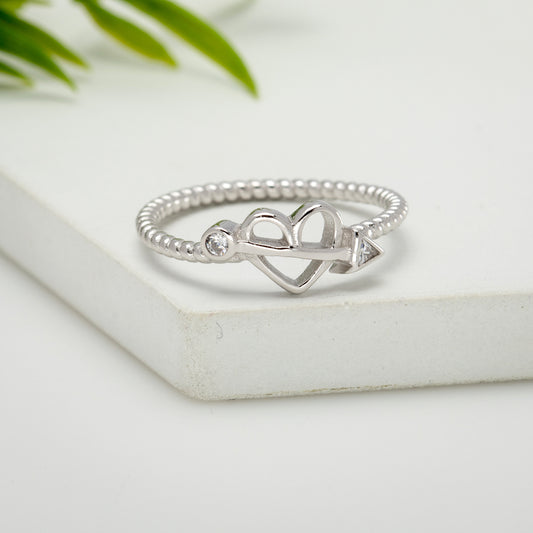 Sterling Silver & Cubic Zirconia Heart Arrow Ring