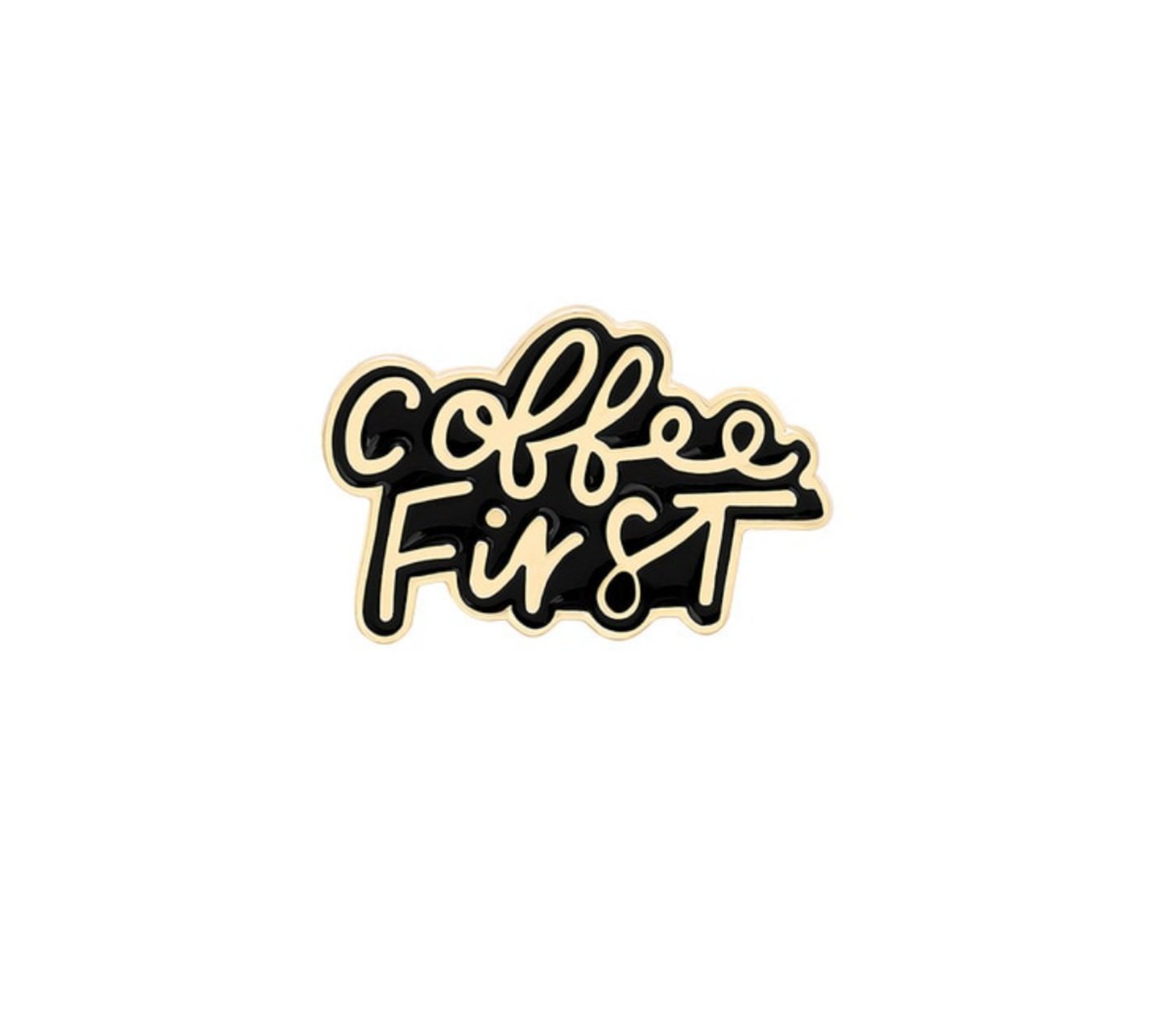 Black Goldtone Coffee First Brooch