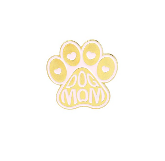Pink Goldtone Dog Mom Paw Brooch