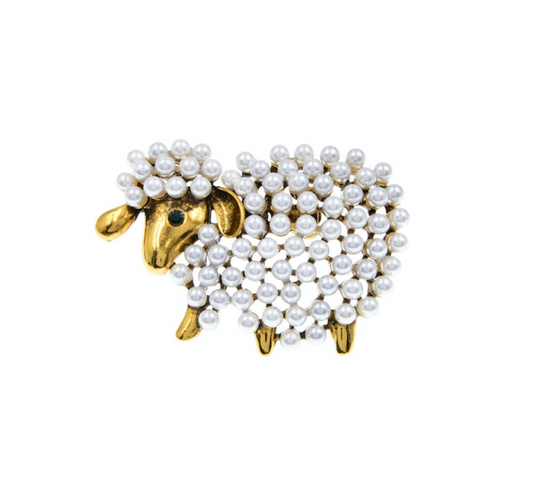 Pearl Sheep Brooch